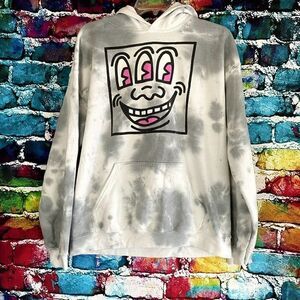 Keith Ham Tie Dye Hooded Pullover Sweatshirt Hoodie Graphic Medium